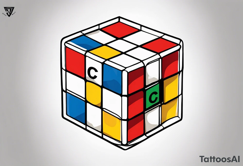 Rubiks cube where the letter "C" is visible on the front tattoo idea