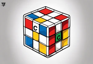 Rubiks cube where the letter "C" is visible on the front tattoo idea