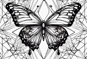 Simple butterfly on Indra's diamond network background tattoo idea