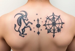 combine the symbols for capricorn and sagittarius with some celestial items interspersed tattoo idea