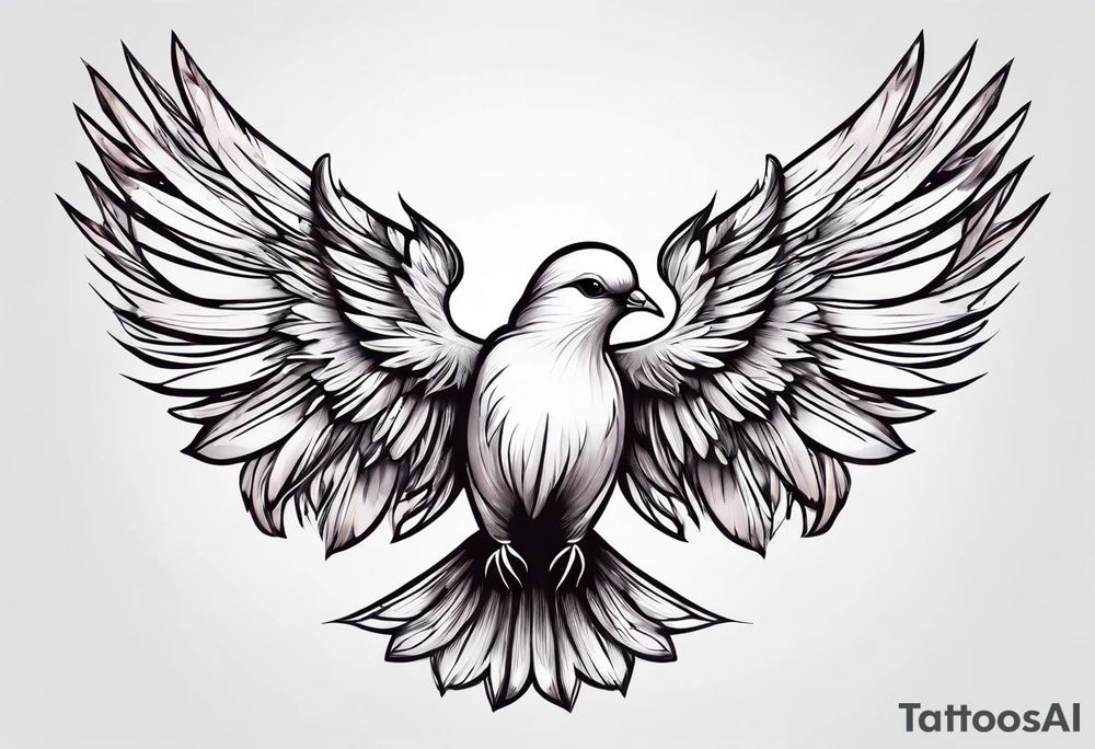 very thin feather releasing small doves from the top tattoo idea