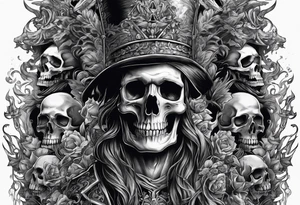 necromancer guy with army of skeletons tattoo idea