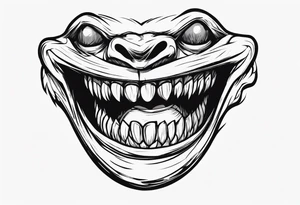 japanese monster mouth smiling widely (teeth and lips only, closed mouth) tattoo idea