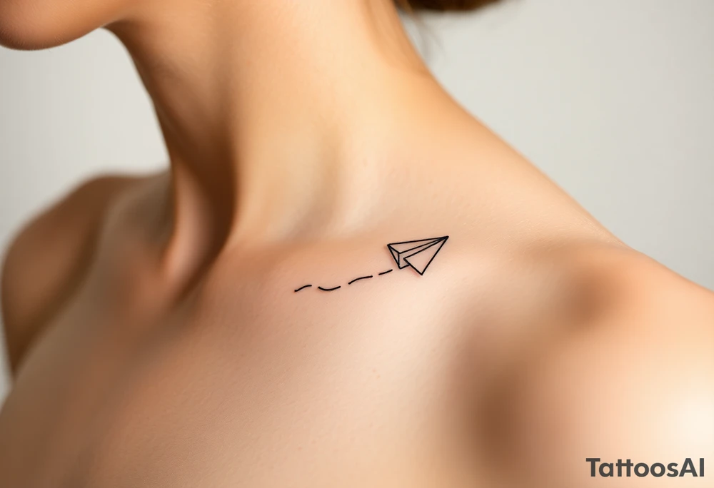 play, pause, stop, rewind with a paper plane in a line tattoo tattoo idea