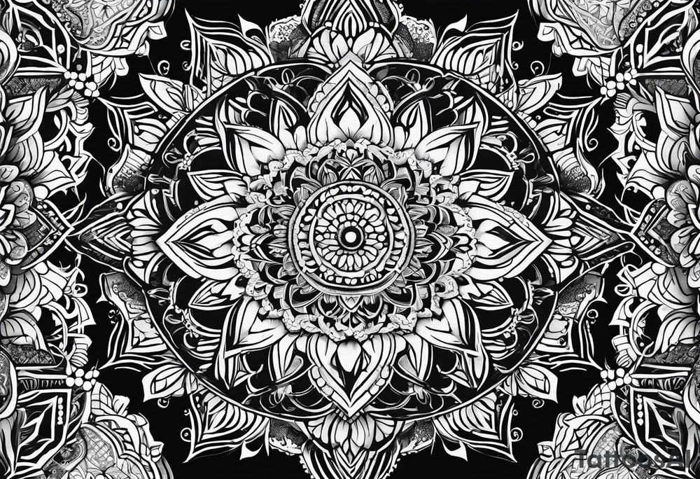 Thick line mandala lace diamond tattoo idea