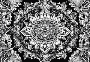 Thick line mandala lace diamond tattoo idea