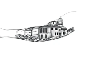 Griechische Gebäude, figuren, griechische richtung tattoo idea