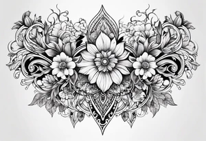 ornate floral sternum tattoo tattoo idea