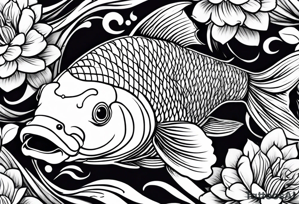 koi carp artistic line art tattoo idea