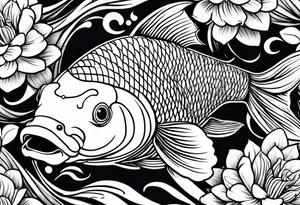 koi carp artistic line art tattoo idea