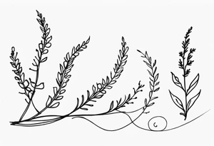 Three spirals in a line and sprig of heather tattoo idea