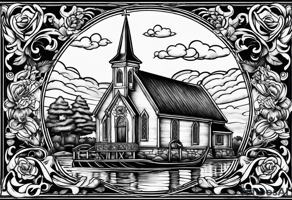 church burning tattoo idea