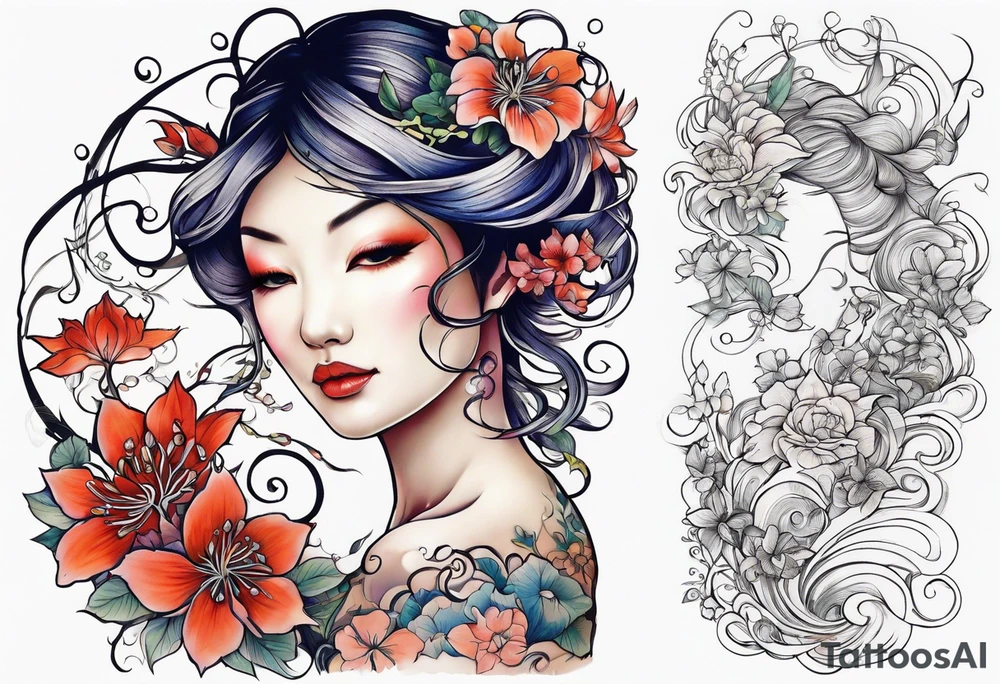 Fairy vines and flowers tattoo idea