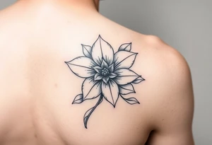 Hong kong flower, no stars inside the flower, the center of the flower is on the right elbow and wraps around the right 
arm. tattoo idea