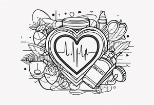 Heart rate tattoo with word drugs tattoo idea