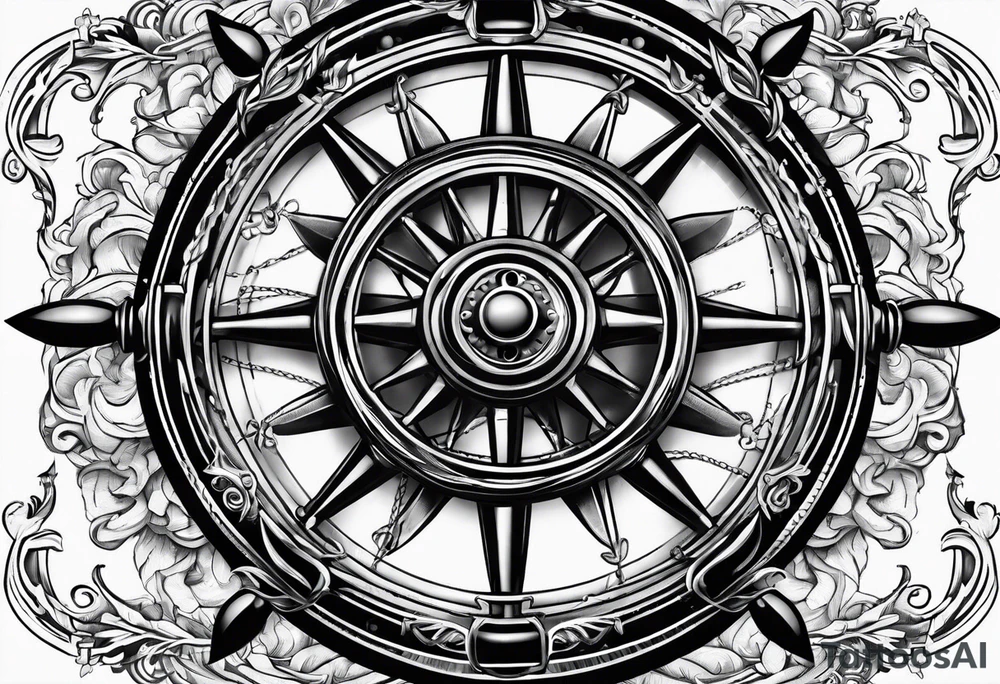 Man turning ships wheel tattoo idea