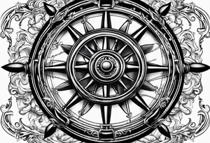 Man turning ships wheel tattoo idea