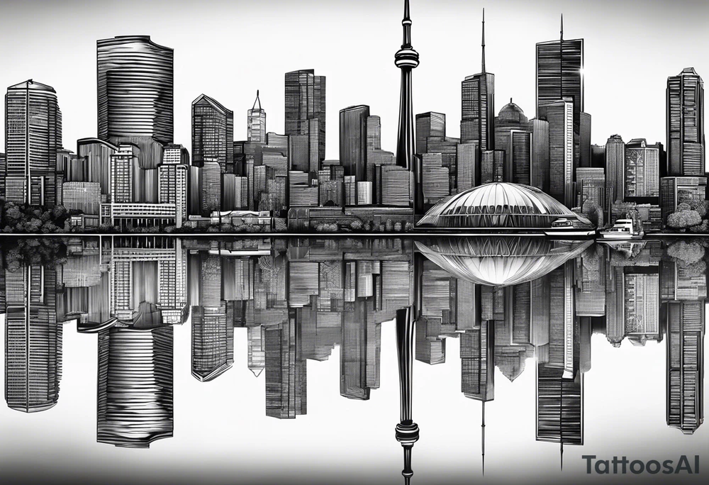 The skyline of Toronto and the reflection is a skyline that represents Colombia tattoo idea