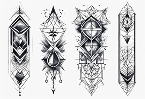 front knee tattoo with geometry, swirls & washes, background washes tattoo idea
