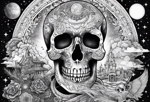 Universe with a skeleton tattoo idea