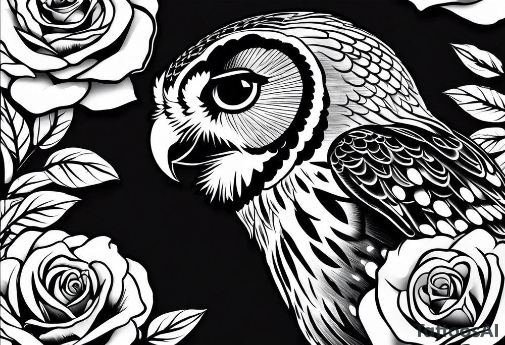 Barred owl and a rose tattoo idea