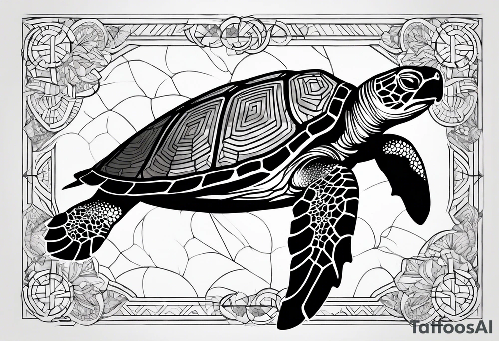 Geometric seaturtle tattoo idea