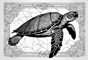Geometric seaturtle tattoo idea