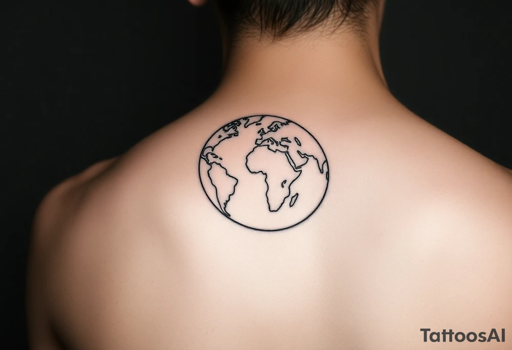 shoulder tattoo a globe with Lilly’s world and 16.05.23 tattoo idea