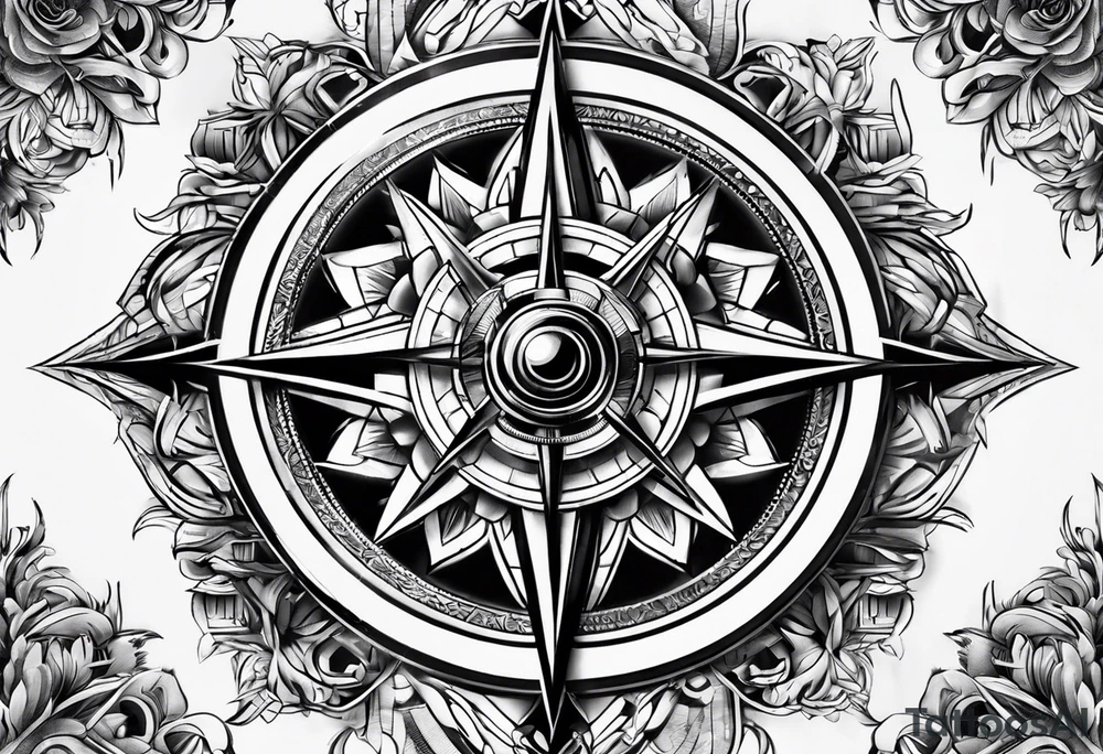 3D compass tattoo idea