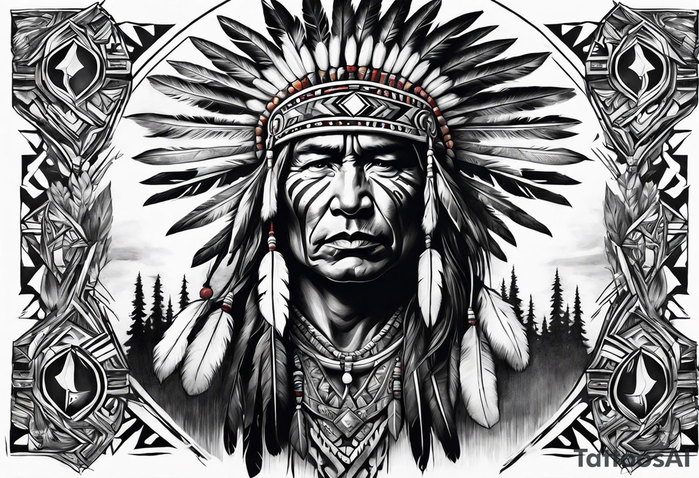 Native American Burning Cross tattoo idea