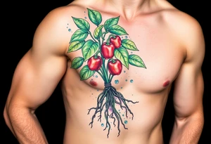Pepper plant with roots tattoo idea