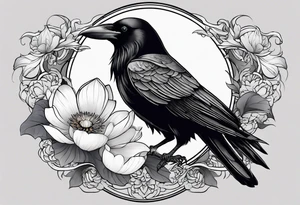 A sleeve with a a Raven A white Lotus 1990 and something showing change with the Raven tattoo idea