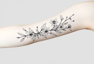sleeve of holly and daffodils tattoo idea
