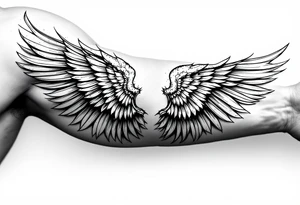 Arm sleeve for men with angels wings tattoo idea