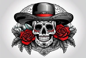 day of dead, red rose, Mexican hat,  cactus, no skeleton tattoo idea