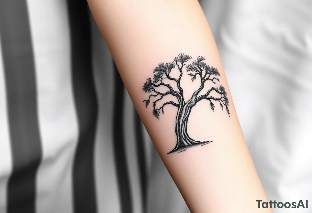 2 Oak trees with Spanish moss in a cemetery tattoo idea