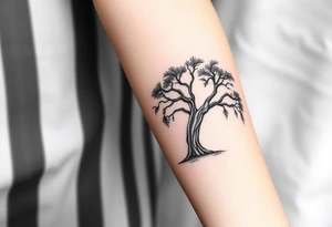2 Oak trees with Spanish moss in a cemetery tattoo idea