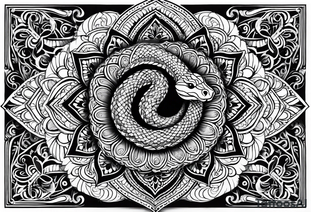 Rattlesnake mandala henna black tattoo design tattoo idea