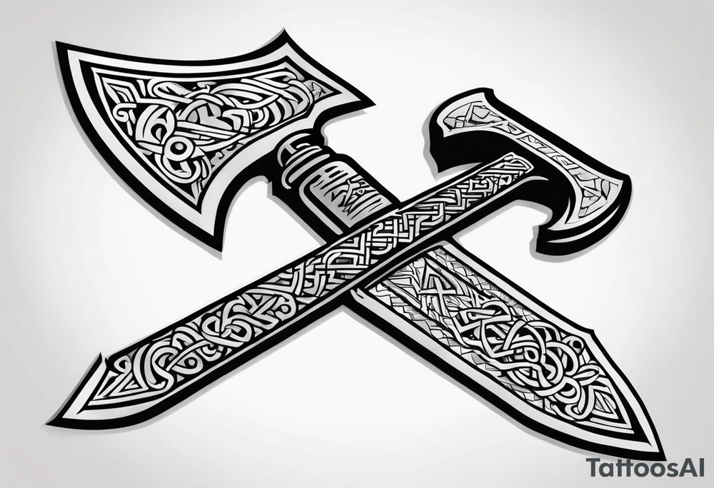 Valhalla sword viking hatchet tattoo idea