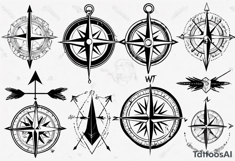 compass with arrow going through it tattoo idea