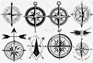 compass with arrow going through it tattoo idea
