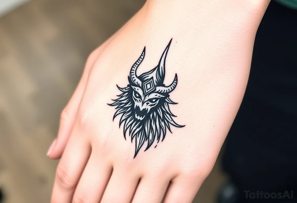 Simple large nature or Norse themed, covering ge hand, going up the fingers and down the wrist. tattoo idea