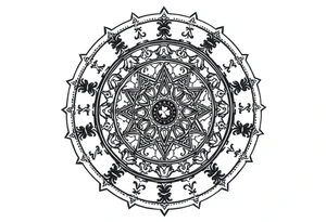 mytical shaman and witch ancient  mandala
ornament with runes tattoo idea