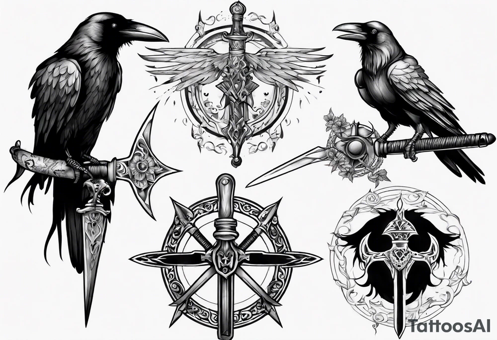 Raven with the sword tattoo idea