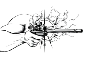 2d sniper crosshairs with smoke in background tattoo idea