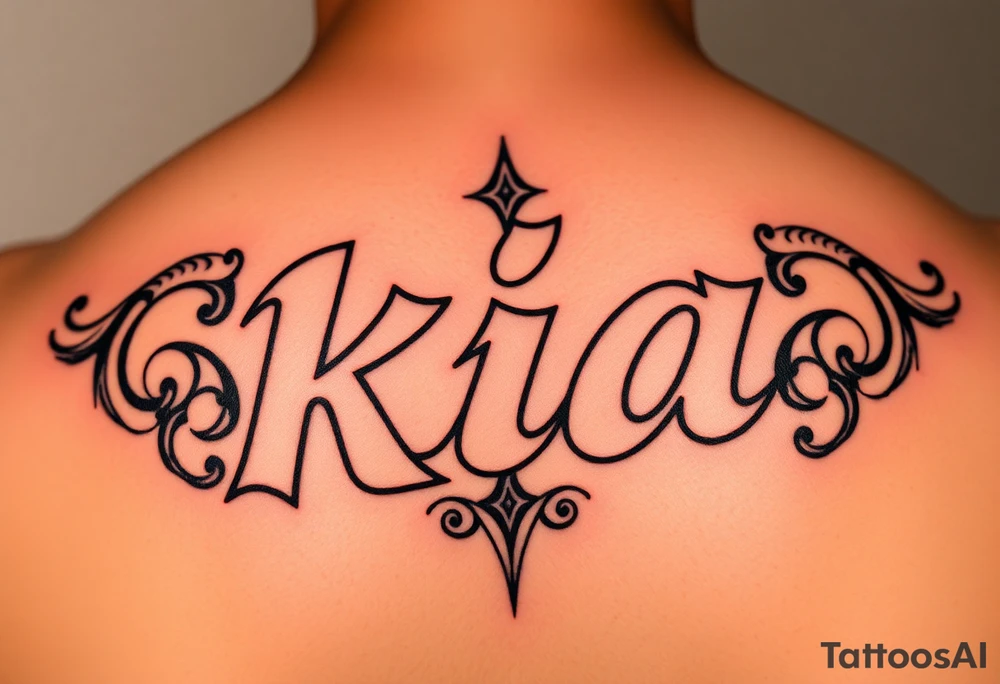 Chicano style font that says kia tattoo idea