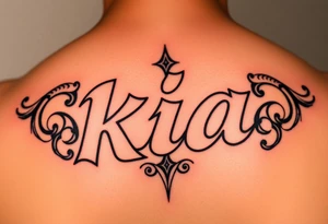 Chicano style font that says kia tattoo idea