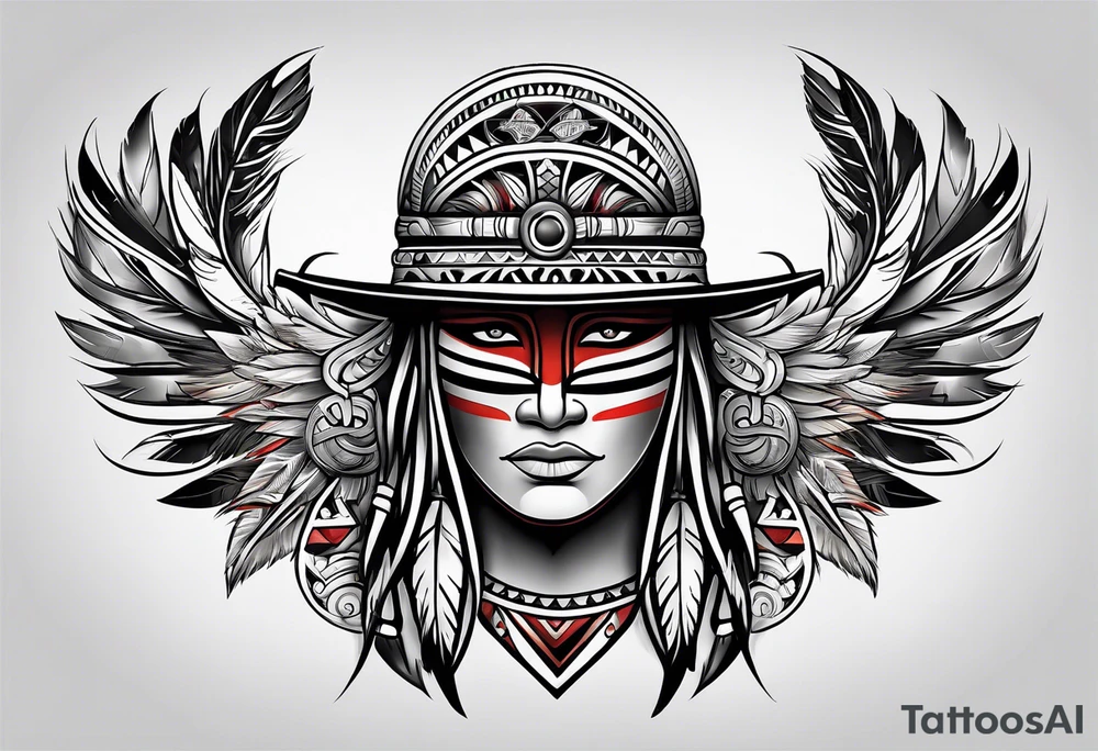 Combine Native American tribal art with Irish and German elements for a shoulder cap tattoo idea