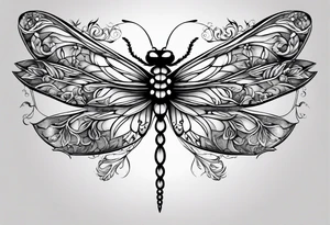 Feather dragonfly vine tattoo idea