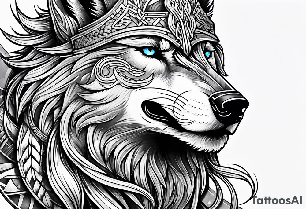 Viking wolf in a Viking style tattoo idea